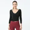 Tenue de Yoga automne Section mince sangle taille porter à manches longues col en v haut serré est minceur corps sport vêtements d'entraînement