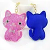 Novos Cartoon Coreano Veludo Rhinestone Cat Keychain Pingente Bonito Meow Saco Tassel Pingente Feminino Personalização G1019