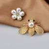 Broches, broches série d'insectes broche délicate abeille aimant perle boucle écharpe fleur strass bijoux broches cadeaux trou pour fille Brooc K3K4