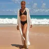 Maillots de bain pour femmes 2021 à manches longues femmes plage couvrir dentelle Cardigan avec ceinture en mousseline de soie tunique robe blanc maillots de bain Bikinis Ups