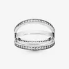 Fine jewelry Autentico anello in argento sterling 925 Fit Pandora Charm Hearts Ring con Clear Stone per le donne Fedi nuziali fai da te di fidanzamento
