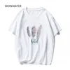 MOINWATER Women Casual Summer shirts Fashion Lady 100% Cotton White ees Short Sleeve Black shirt ops for Woman M1904 210623