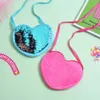 Flickor sjöjungfru hjärta form paljetter mynt handväska crossbody väskor sling pengar byte korthållare plånbok handväska väska påse för barn gåvor