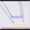 New Blank Bar Pendant Necklace Stainless Steel Necklace Gold Rose Gold Silver Blank Bar Charm Pendant Jewelry For Buyer Own Engraving 59Ais