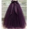 Puffy Dark Purple Lange Tule Rokken voor Vrouwen met Riffon Sash Puffy Tutu Rok Vrouwelijke Volwassen Saias Custom Made New Elastic 210310