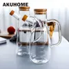 Transparent Glass Oil Bottle with Handle Scale Heat-resistant Lecythus Kitchen Tools Soy Vinegar Sauce Container