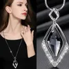 Pendant Necklaces F&U Colar Crystal Rhombus Long Necklace Female Winter Sweater Chain All-match Accessories For Women