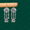 Classic Women's Sector Silver Color Dangle Earrings Pendant Bijoux Vintage Beaded Tassel Earring Ethnic Tribe Indian Jewelry