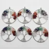 Mode Charm Tree of Life 50mm 12pcs / lot Tree Chakra Reiki Healing Natural Stone Pendant för smycken Göra grossist 210720