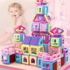 30-99PCS Baby Girls Boys Castle Castle Pure Magnety Piece Block Block Set Детские DIY Сборка Развивающих игрушек Пластик Q0723