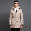 Męskie okopy płaszcze płaszcza mężczyzn klasyczny podwójnie piersi wiatraka odzież Męki długie kurtki Masculino brytyjski styl płaszczy