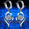 Boucles d'oreilles pendantes en argent Sterling 925 pour femmes, bijoux à la mode de haute qualité, bleu, rose, blanc, violet, cristal