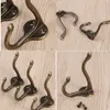 10pcs Wall Hooks Hanger Cloth Hook Hangers Bronze Vintage Bag Hat Hanger Single Hook for Clothes Towel Pants Hanger 210702