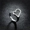 Women's Open Heart Sterling Silver Plated Rings Size Open DMSR009 POPUler 925 Silver Plate Finger Ring Smyckeband Rings244Z