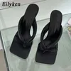 Eilyken Summer Slipper Flip Flip Flip Mid Heels Fashion Clip Toe Mules Slajes Buty Damies Sandałów Rozmiar 35-42 210928 GAI GAI GAI