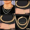 Ensembles de bijoux Bijoux6Mm Timbre Hommes / Femmes 18K Deux Tons Plaqué Or Gourmette Collier Bracelet Ensemble Ps1605 Drop Delivery 2021 Mlr8I