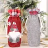Christmas Wine Bottle Cover with Gnomes Buffalo Plaid Gift Bag Xmas Table Ornaments New Year Dinner Decor PHJK2109