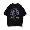 Oversized Hip Hop Streetwear Harajuku T-Shirt Men Hand Painted Devil T Shirt Short Sleeve Tshirt Cotton Loose Tops Tees 210603