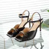 2021 Luxury Designer Women Sandals Exquisite Leather With Metal Chain Buckle High Heels Dress Shoes Fashion Party Wedding Ladies Sexy Stiletto Slides Slippers