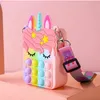 Fidget Sensory Bubble Bretelle Shoulder Bag Favor Cellphone Straps Finger Push Phone Pouch Case Change Coin Purse Decompression Unicorn Popping Toys for Girls Kids