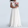 Мода белое кружевное сладкое платье принцессы лето новых лепесток с коротким рукавом платье девушки 2021 сплошная модная детская одежда халат Q0716