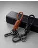 Nyckelringar Handgjorda vintage Designer Keyring Leather Key Chains For Mens Car Auto KeyFob Crafts Jewelry Accessories9633591