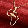 Correntes de aço inoxidável cor de ouro unisex na moda África Jamaica Mapas Pingentes Colares para mulheres Homens African Jewelry presentes