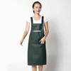 PU Apron Leather Vest Design Women Waterproof And Oilproof Kitchen Cooking Gown Adult Bib Waist 211222