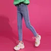 Meninas Calças de Jeans Stretch Sólido para Calças de Lápis Slim Crianças Menina Primavera Roupas Casuais 6 8 10 12 14 Ano 210527