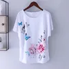 T-shirt Tops Dames Zomer Katoen Losse Korte Mouw Tees Vrouwelijke Wit Afdrukken Basis Grote Grootte Bat Sleeve M 4XL 210720