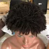 Brasilianska mänskliga hår peruker med Bangs Afro Kinky Curly Remy Short Bob Pixie Cut Paryk för svarta kvinnor