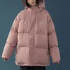 Parkas Femme Veste d'hiver Femmes Violet Solide Coton Rembourré Pain Court Harajuku Collège Style Chaud Streetwear Mode Manteau À Bulles