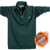 Männer Poloshirt Baumwolle Herbst Winter Warm Einfarbig Männlich Langarm Poloshirt Marke Plus Größe Männer mit Fleece T Tops 6XL 210308