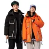 Fashion Cargo Winter Mäns Vit Duck Down Jacket Couple's Warm Hooded Anorak Multi-Pocket Vattentät Coat Jacket för Man 211206