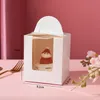 Single CupcakePacking Boxes With Clear Window Handle Portable Macaron Box Mousse Cake Boxes Paper Package Birthday PartyT2I53030