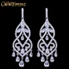 Brand White Gold Color Water Drop Tassel Cubic Zirconia Stones Lång Elegant Vintage Party Örhängen för Kvinnor CZ027 210714