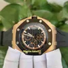 Excellent High Quality men Watches 44mm 26401 26401RO.OO.A002CA.02 Stainless Rose Gold Strap VK Quartz Chronograph Working Mens Watch Men's Wristwatches