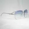 Designer sunglasses Vintage Diamond Cut Leopard Style Oversize Gafas Retro Shades Men Goggles for Driving Rimless Eyewear 166