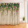 Zasłony prysznicowe 3D Drukuj Kwiat Zestaw zasłony prysznicowej Wodoodporna tkanina+bez poślizgu dywan dywanika wystrój domu R230822