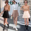 Rokken Elegante Hoge Taille Vrouwen Koreaanse stijl Dikke Lente Herfst Effen Kleur Geplooide Rok Kawaii Leuk Mini Roze