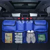 Car Organizer Backseat Oxford Cloth Auto Trunk Net Mesh Storage Fickor Bag Cover Vikbara rese tillbehör