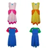 Vestidos para meninas Meninas Princesa Vestido de Halloween Vermelho Azul Pêssego Fantasia Clássica Super Irmãos Crianças Cosplay