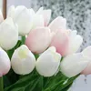 12 pz vero tocco dell'unità di elaborazione mini tulipano fiore fiori di nozze bouquet di fiori di seta artificiale per la decorazione domestica del partito regalo Y200104