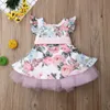 Formal Princess Kids Baby Girls Dress Lace Floral Print A-Line Party Ruffles Petal Sleeve Clothes Q0716
