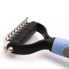 Husdjur Fur Knot Cutter Dog Grooming Shedding Verktyg Pet Cat Hair Removal Comb Brush Double Sided Pet Products Combs för Cats RRA11744