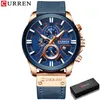 Curren Watch Chronograph Sport Mens Klockor Kvarts Klocka Läder Male Armbandsur Relogio Masculino Fashion Gift for Men