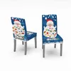 Chaise de Noël couvre Santa imprimé élastique extensible salle à manger housse de siège de cuisine couverture spandex maison navidad décor 211116