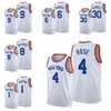 Maillot de basket Derrick Rose # 4 Julius Randle # 30 RJ Barrett # 9 Obi Toppin # 1 Kemba Walker # 8 Quentin Grimes # 6 Maillots NewYorkCity blanc Hommes Jeunesse S-XXL en stock