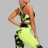 Seksowne Garnitury Sportowe Textured Joga Zestaw Kobiety Fitnclothing Sportswear Kobieta Gym Kapri Legginsy Wyściełane Push-Up Strappy Sports Bra X0629