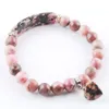 Wojiaer Natural Stone Amethyst Quartz Beads Strand 팔찌 팔찌 심장 모양의 매력 피팅 커플 보석 사랑 선물 Bk333